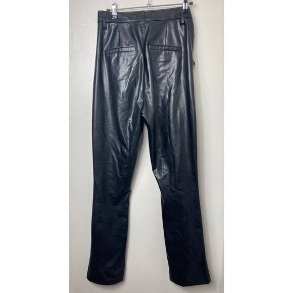 ABERCROMBIE PANTS 8 SPLIT HEM BLACK LEATHER VEGAN THE SKINNY ULTRA HIGH RISE - Picture 3 of 15